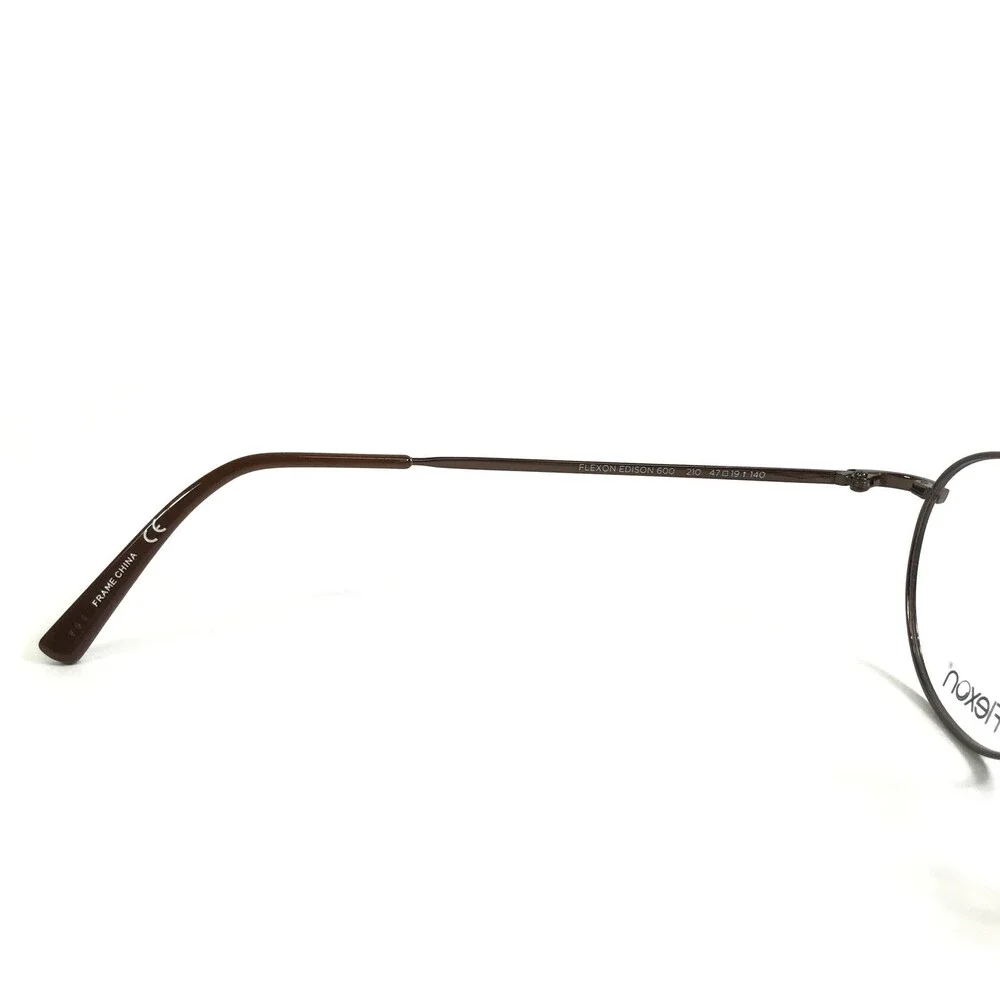 Flexon Eyeglasses Frames EDISON 600 210 Dark Copper Brown Round 47-19-140